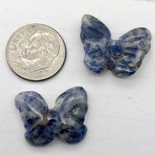 Load image into Gallery viewer, Fluttering Sodalite Butterfly Figurine Worry Stone | 21x18x7mm | Blue White - PremiumBead Alternate Image 9