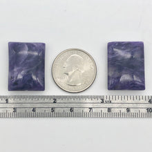 Load image into Gallery viewer, 75cts of Rare Rectangular Pillow Charoite Beads | 2 Beads | 26x20x8mm | 10871D - PremiumBead Alternate Image 5