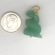 Load image into Gallery viewer, Sssslither! Carved Aventurine Snake 22K Vermeil Gold Pendant 509278AVG