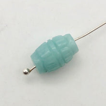 Load image into Gallery viewer, 5 Amazonite Carved Lotus Barrel 12x8mm Beads - PremiumBead Alternate Image 3