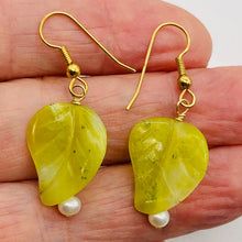 Load image into Gallery viewer, Korean Jade14K Gold Filled Leaf Earrings | 1 3/4" Long | Green | 1 Pair |