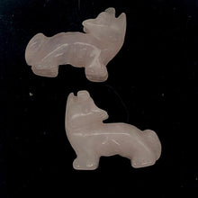 Load image into Gallery viewer, Howling 2 Carved Rose Quartz Standing Wolf/Coyote Beads | 21x17x7.5mm | Pink