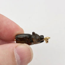 Load image into Gallery viewer, Tiger's Eye Wolf Pendant Necklace | Semi Precious Stone Jewelry | 14k Pendant