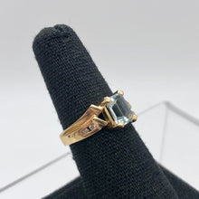 Load image into Gallery viewer, Natural Aquamarine & Diamond Solid 10Kt Yellow Gold Art Deco Ring Size 6 9982G - PremiumBead Primary Image 1