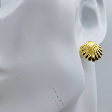 Load image into Gallery viewer, Gold Sea Shell 14K Post Earrings | 5/8" Long | Gold | 1 Pair Earrings |