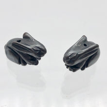Load image into Gallery viewer, Hoppity 2 Hand Carved Hematite Bunny Rabbit Beads | 21x11.5x9mm | Graphite - PremiumBead Primary Image 1