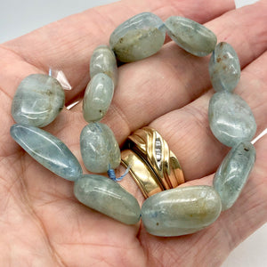 Natural Aquamarine Pebble Bead 8" Strand | 11 Beads | 25x15x11-15.5x13x7mm | - PremiumBead Alternate Image 2