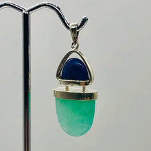 Load image into Gallery viewer, Lapis Lazuli Chrysoprase Sterling Silver Pendant | 1 1/2" Long | Green/Blue |