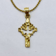 Load image into Gallery viewer, 14K Gold Descending Dove Cross Pendant | 1" Long | Gold | 1 Pendant |