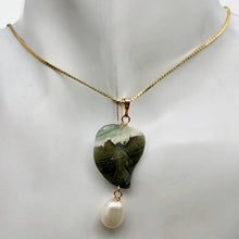 Load image into Gallery viewer, Pretty Ocean Jasper Carved Autumn Leaf Bead and Pearl Pendant | 1 3/4" Long |