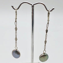 Load image into Gallery viewer, Platinum Freshwater Coin Pearl and Sterling Dangling Earrings 309447B - PremiumBead Alternate Image 4