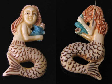 Splash Hand Carved Mermaid W/Starfish Centerpiece Bead 10311A - PremiumBead Primary Image 1