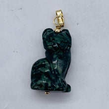 Load image into Gallery viewer, Adorable! Kambaba Jasper Carved Sitting Cat 14K Gold Filled Pendant