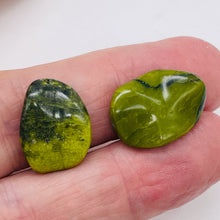 Load image into Gallery viewer, Green Serpentine with Black Matrix Beads | 21x19x6mm to 17x14x5mm | 2 Beads |