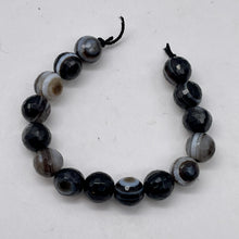 Load image into Gallery viewer, Black and White Sardonyx Faceted 7.5mm Round "Eye" Bead Strand 110275