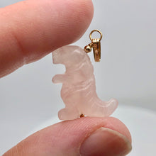 Load image into Gallery viewer, Rose Quartz Tyrannosaurus Rex Dinosaur Pendant Necklace|14k Gold Filled Jewelry - PremiumBead Alternate Image 4