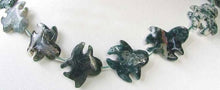 Load image into Gallery viewer, Adorable 2 Natural Carved Moss Agate Octopus Beads | 25x18x5.5mm | Green - PremiumBead Primary Image 1