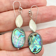 Load image into Gallery viewer, Abalone Sterling Silver Drop Earrings | 2 1/4" Long | Blue | 1 Pair Earrings |