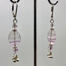 Load image into Gallery viewer, Enchanting Fluorite 15x10mm Bead Dangle Silver Lever Back Earrings! | 2" Long |