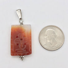 Load image into Gallery viewer, Hand Carved Carnelian Agate & Sterling Silver Pendant | 28.5x19mm | 1.94" Long - PremiumBead Alternate Image 5