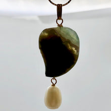 Load image into Gallery viewer, Pretty Ocean Jasper Carved Autumn Leaf Bead and Pearl Pendant | 1 3/4" Long |