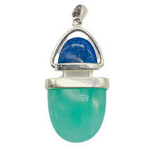Load image into Gallery viewer, Lapis Lazuli Chrysoprase Sterling Silver Pendant | 1 1/2" Long | Green/Blue |