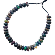 Load image into Gallery viewer, Opal Faceted Red Fire Roundel 4 1/4" Bead Strand | 4.5 mm | Black/Red | 39 Bead|