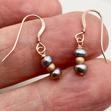 Load image into Gallery viewer, Delicate Rainbow Platinum 14k Rose Gold Filled Pearl Earrings | 7/8 inch drop |