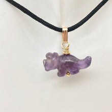 Load image into Gallery viewer, Purple Dinosaur Pendant Amethyst Triceratops 14K Pendant