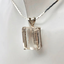 Load image into Gallery viewer, Shimmer! Emerald Cut 15x12mm Rutilated Quartz and Sterling Silver Pendant 10550 - PremiumBead Alternate Image 8