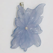 Load image into Gallery viewer, Hand Carved Blue Chalcedony Flower Sterling Silver Pendant! | 2 1/2" Long |