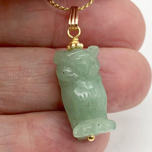 Load image into Gallery viewer, Aventurine Owl Pendant Necklace | Semi Precious Stone Jewelry | 14k gf Pendant - PremiumBead Alternate Image 3