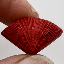 Load image into Gallery viewer, Cinnabar Carved Fan Beads | 25x15x10 mm | Red | 2 Beads |