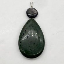 Load image into Gallery viewer, Hypersthene Tsunami Stone Briolette Sterling Silver Pendant| 3"| Green, Silvery|