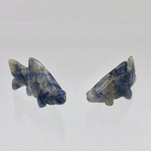 Load image into Gallery viewer, Carved Sodalite Koi Fish Worry Stone Figurine Bead | 23x11x5mm | Blue white