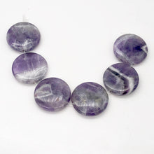 Load image into Gallery viewer, Chevron Amethyst Round Coin Stone | 30x7mm | Purple White | 6 Bead(s)