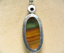 Load image into Gallery viewer, Striped Yellow Fluorite, Garnet & Silver Pendant 5861 - PremiumBead Alternate Image 3