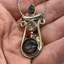 Load image into Gallery viewer, Quartz Labradorite Free Form Pendant | 2" Long | Blue Silver | 1 Pendant |