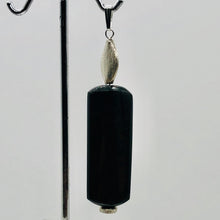 Load image into Gallery viewer, Hypersthene, Flat Rounded Rectangle Dangle Pendant | 2 1/2" Long | Black/Silver|