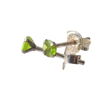 Load image into Gallery viewer, August! 3mm Created Peridot & Silver Earrings 10146H