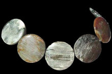 Load image into Gallery viewer, Cat's Eye Chrysoberyl Quartz Flat 35x5mm Disc Bead Strand 105615