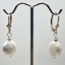 Load image into Gallery viewer, Creamy White Coin FW Pearl Lever Back Earrings | 1 1/4" Long | White | 1 Pair |