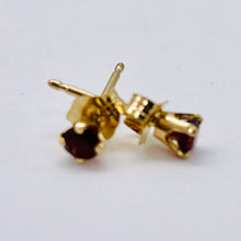 Load image into Gallery viewer, Garnet 14K Gold Faceted 3mm Round Post Earrings | 3mm | Red | 1 Pair |