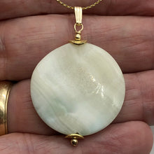 Load image into Gallery viewer, Hemimorphite14K Gold Filled Disc Dangle Pendant | 1 3/4" Long | Lemony Blue |