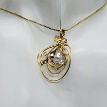 Load image into Gallery viewer, Herkamer Diamond 14K Gold Filled Wire Wrap Drop Pendant | 1 1/2" Long| Clear| 1
