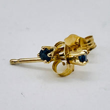 Load image into Gallery viewer, Sapphire 14K Gold 2mm Stud Round Earrings | 2mm | Blue | 1 Pair |