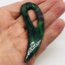 Load image into Gallery viewer, Ruby Zoisite Gemstone Comma Pendant | 94x28x6mm | Green/Red | 1 Pendant |