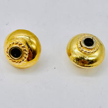 Load image into Gallery viewer, Vermeil Sterling Silver Decorator Round Beads | 12x8 mm | Gold | 2 Beads |
