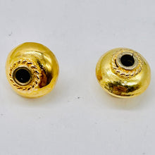 Load image into Gallery viewer, Vermeil Sterling Silver Decorator Round Beads | 12x8 mm | Gold | 2 Beads |