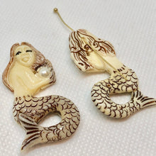 Load image into Gallery viewer, Carved "Brunette" Mermaid W/ Pearl Centerpiece Bead 10802 - PremiumBead Alternate Image 3